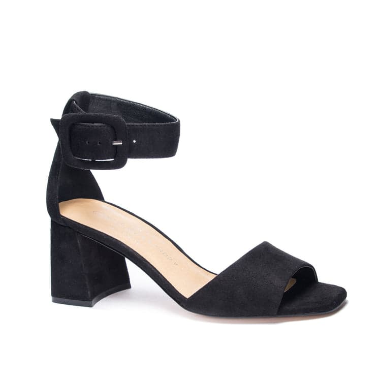 Block heels pumps black suede ALMA