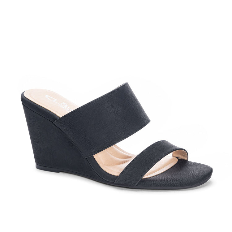 Minimalist Double Strap Wedge Slide Sandals