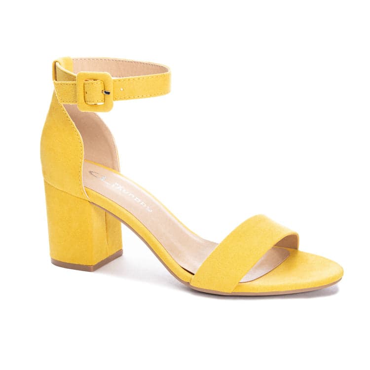 Jaxin Thong Heeled Sandal in Yellow - Get great deals at ShoeDazzle